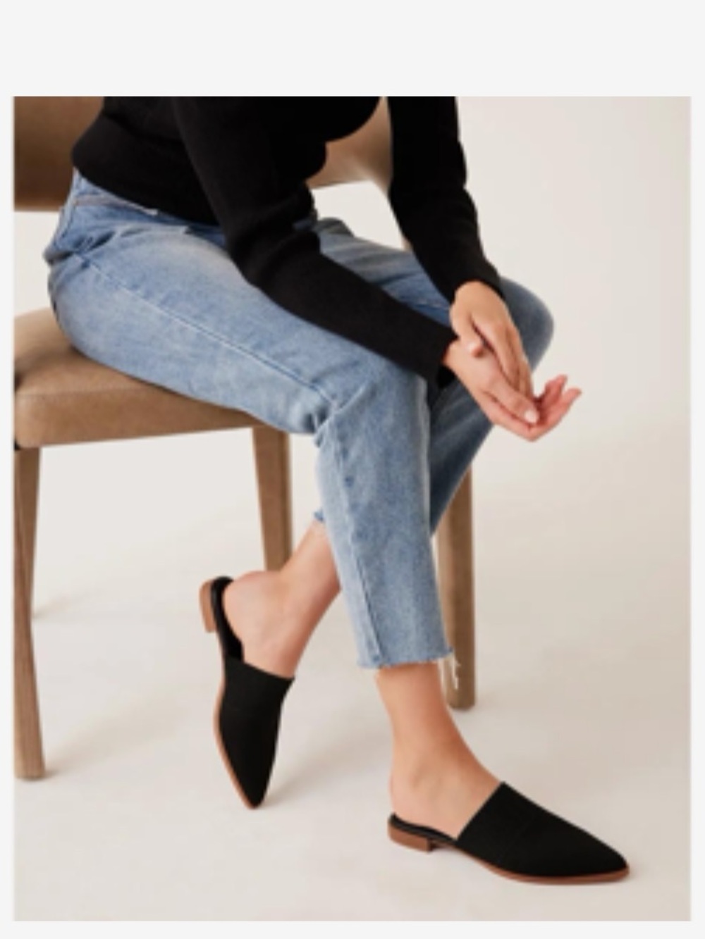 Anne Klein Black Knit Pointed Toe Slip-On Mules - Picture 3 of 7
